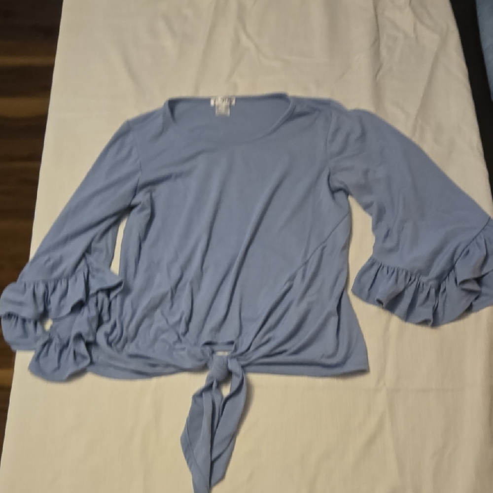 VENUS Light Blue Tie-Front Blouse